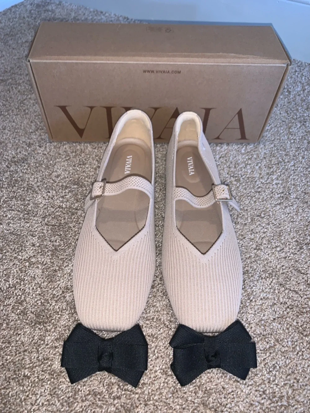 VIVAIA Margot Mary Jane in Almond with Removable Bow - Picture 2 of 5